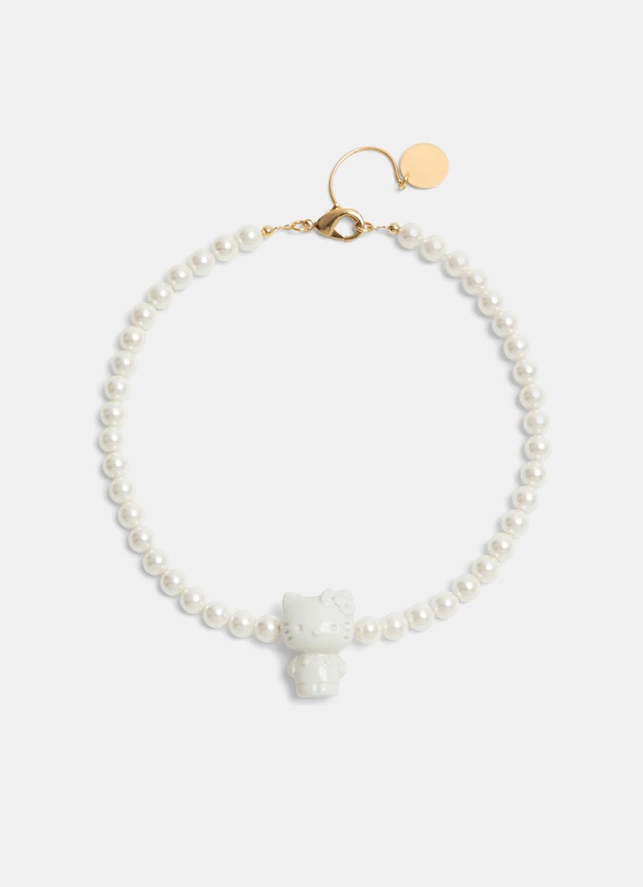 Collar de perlas con colgante Hello Kitty