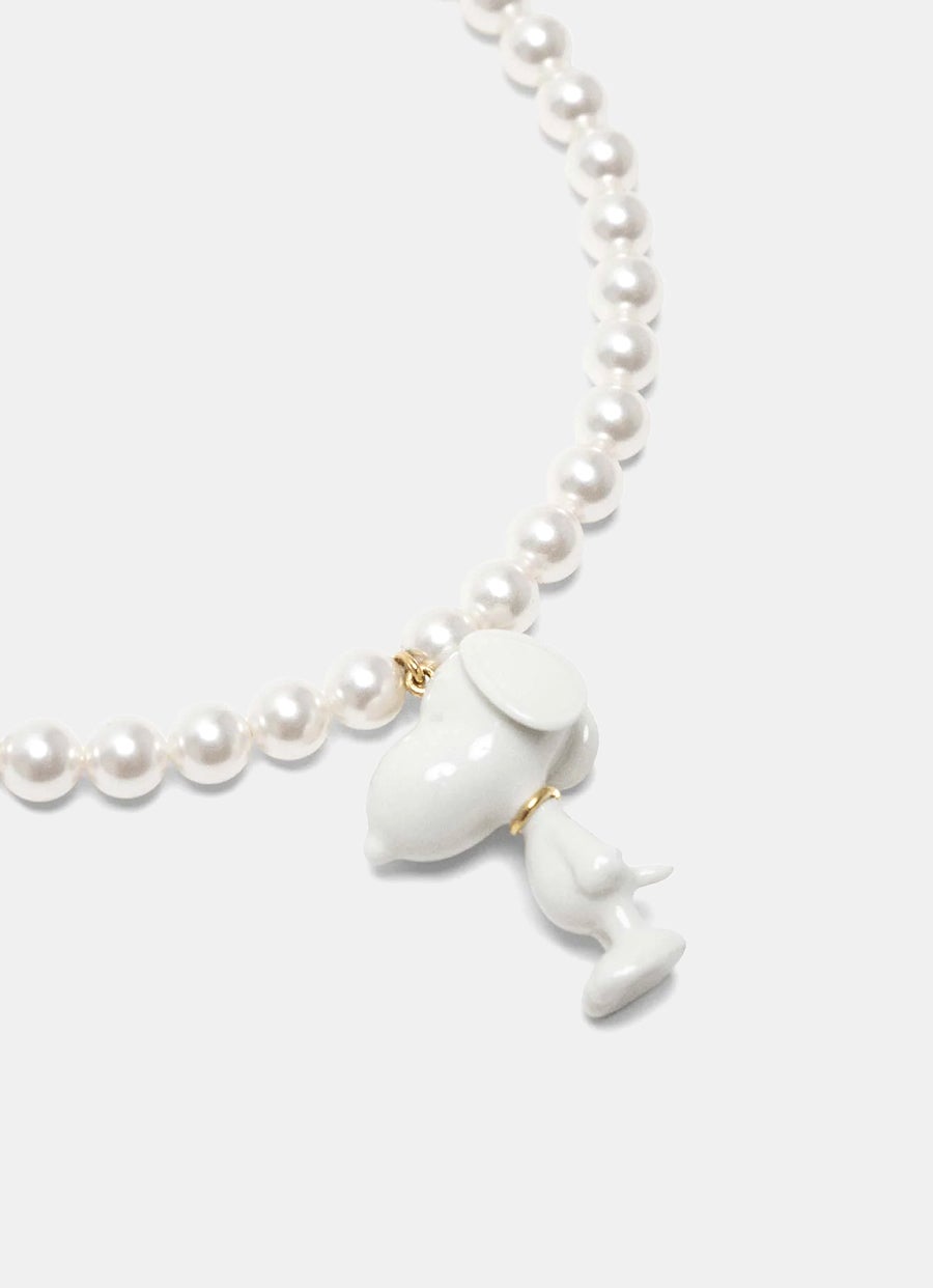 Collar de perlas con colgante Snoopy