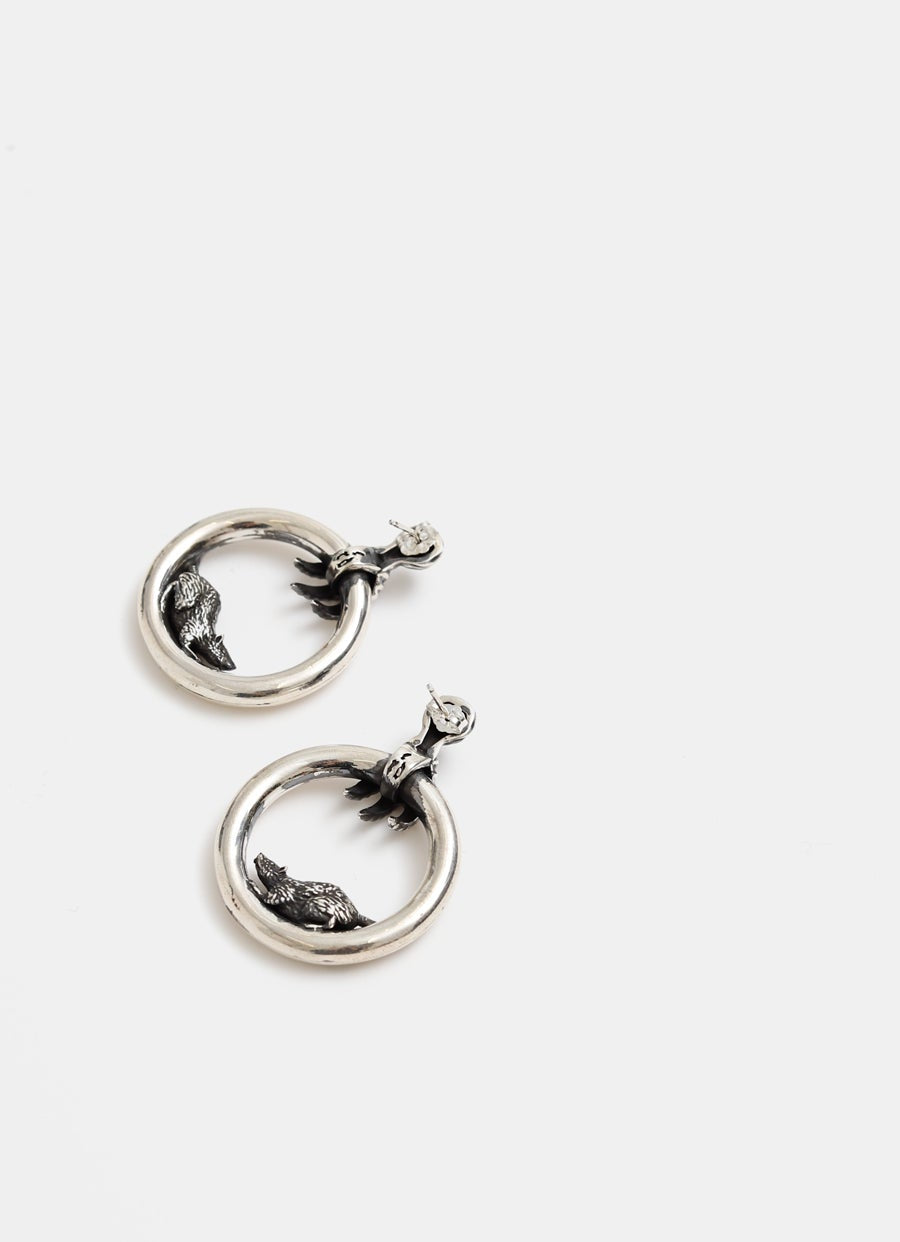 Pendientes de aro con forma de rata