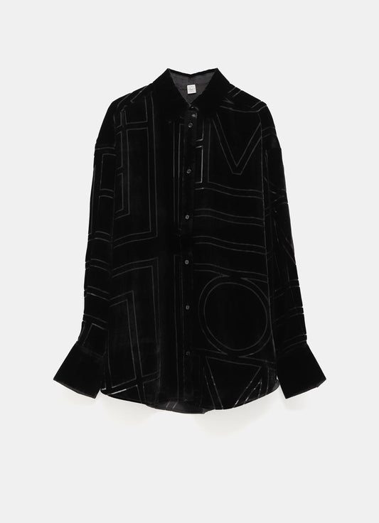 Camisa oversize con monograma en devoré