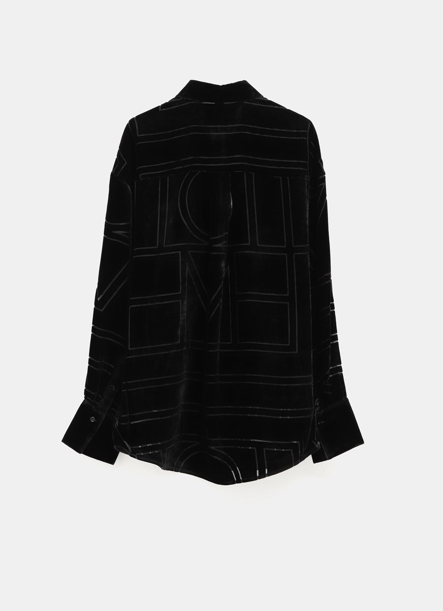 Camisa oversize con monograma en devoré