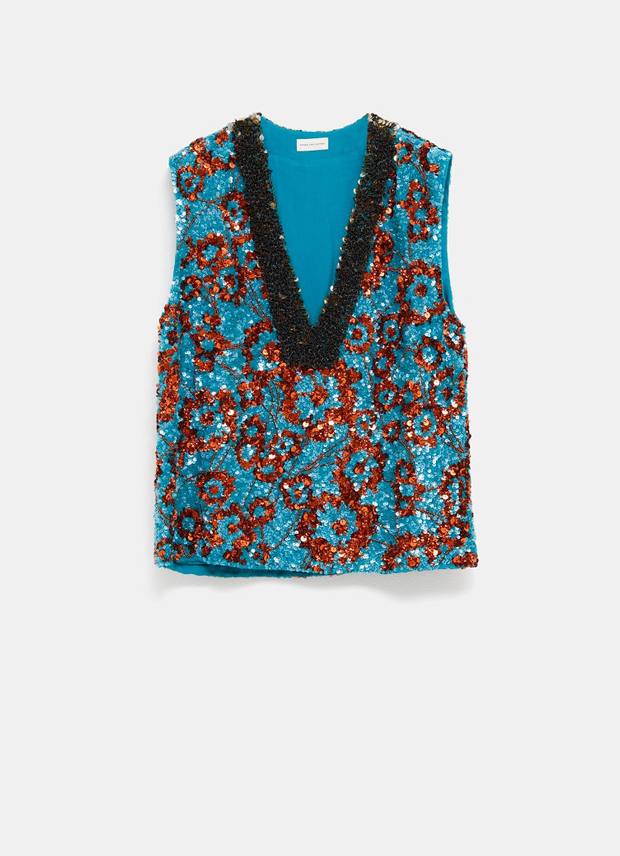 Top sin mangas con lentejuelas