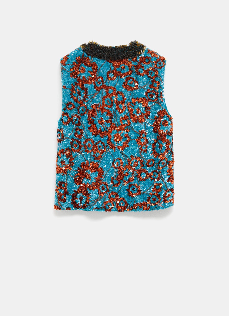 Top sin mangas con lentejuelas