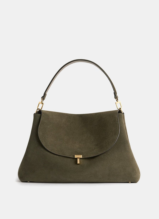 Bolso Satchel T-Lock de ante