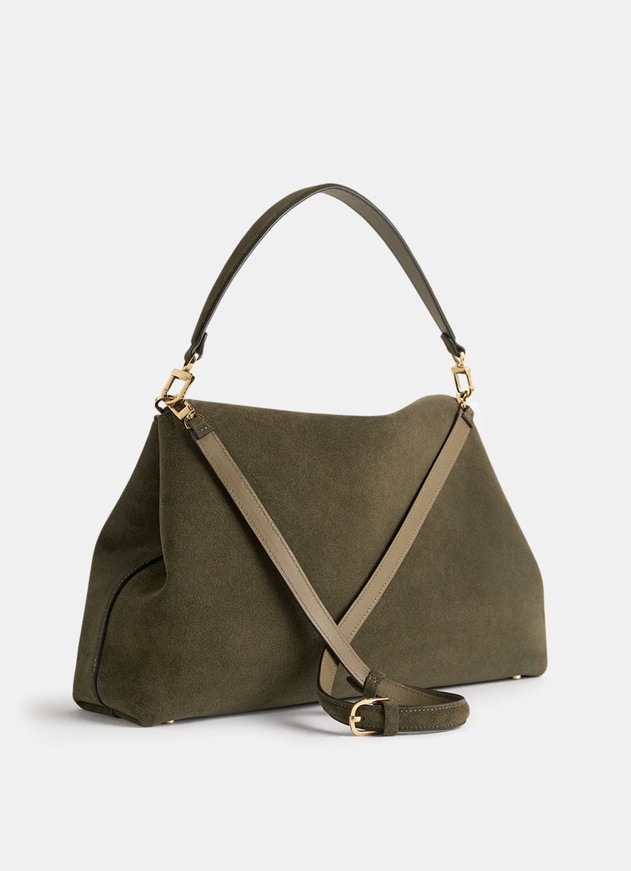 Bolso Satchel T-Lock de ante
