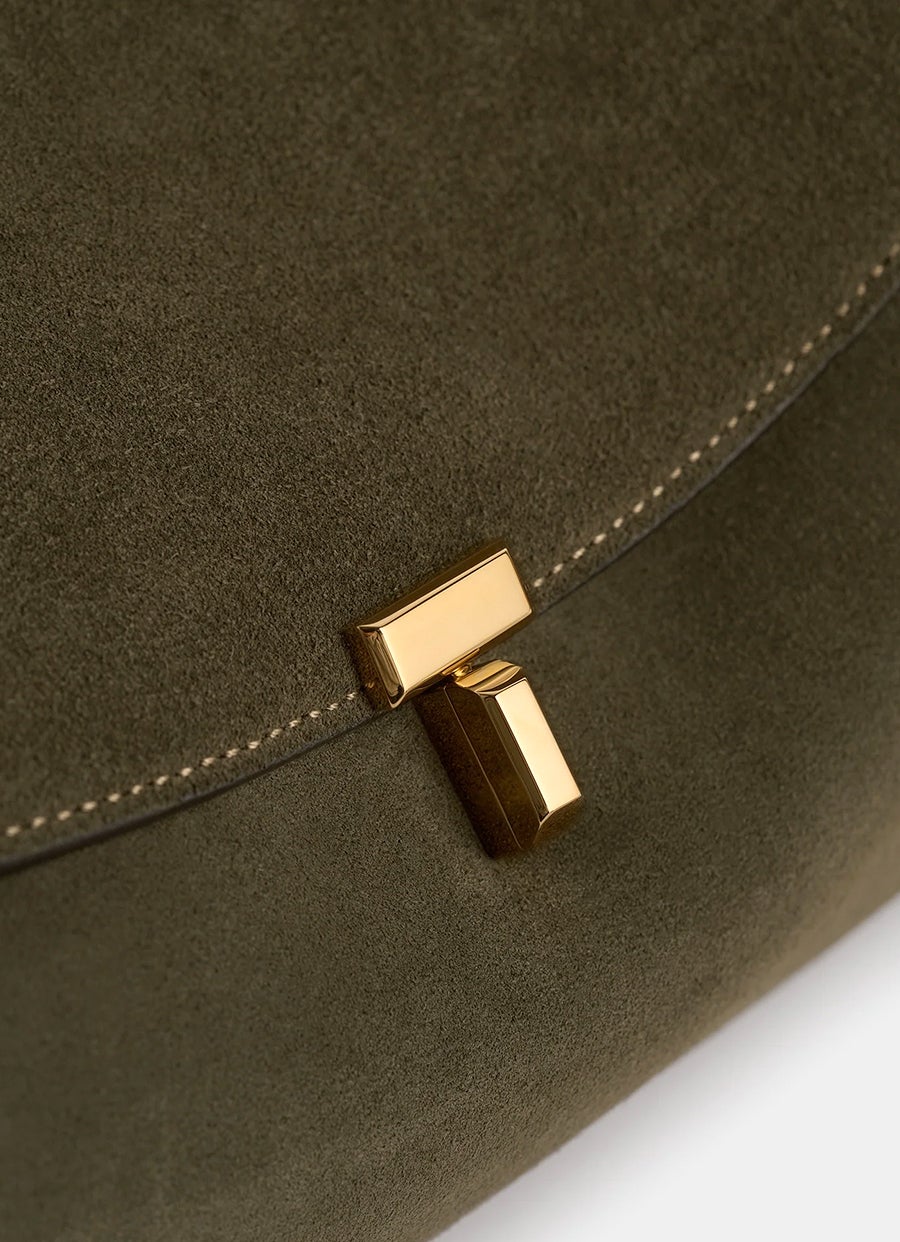 Bolso Satchel T-Lock de ante