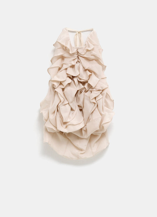 Top halter con volantes