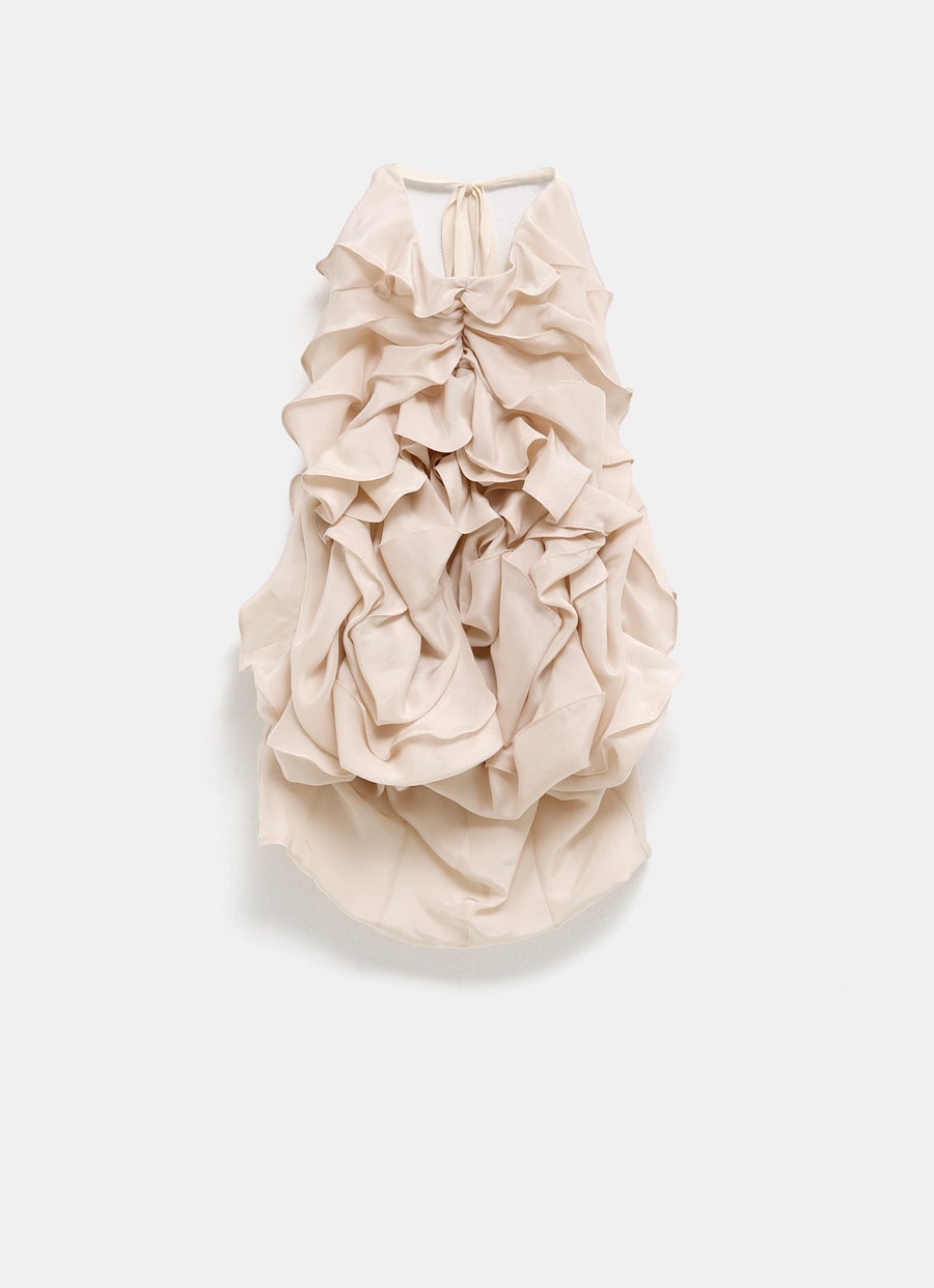 Top halter con volantes