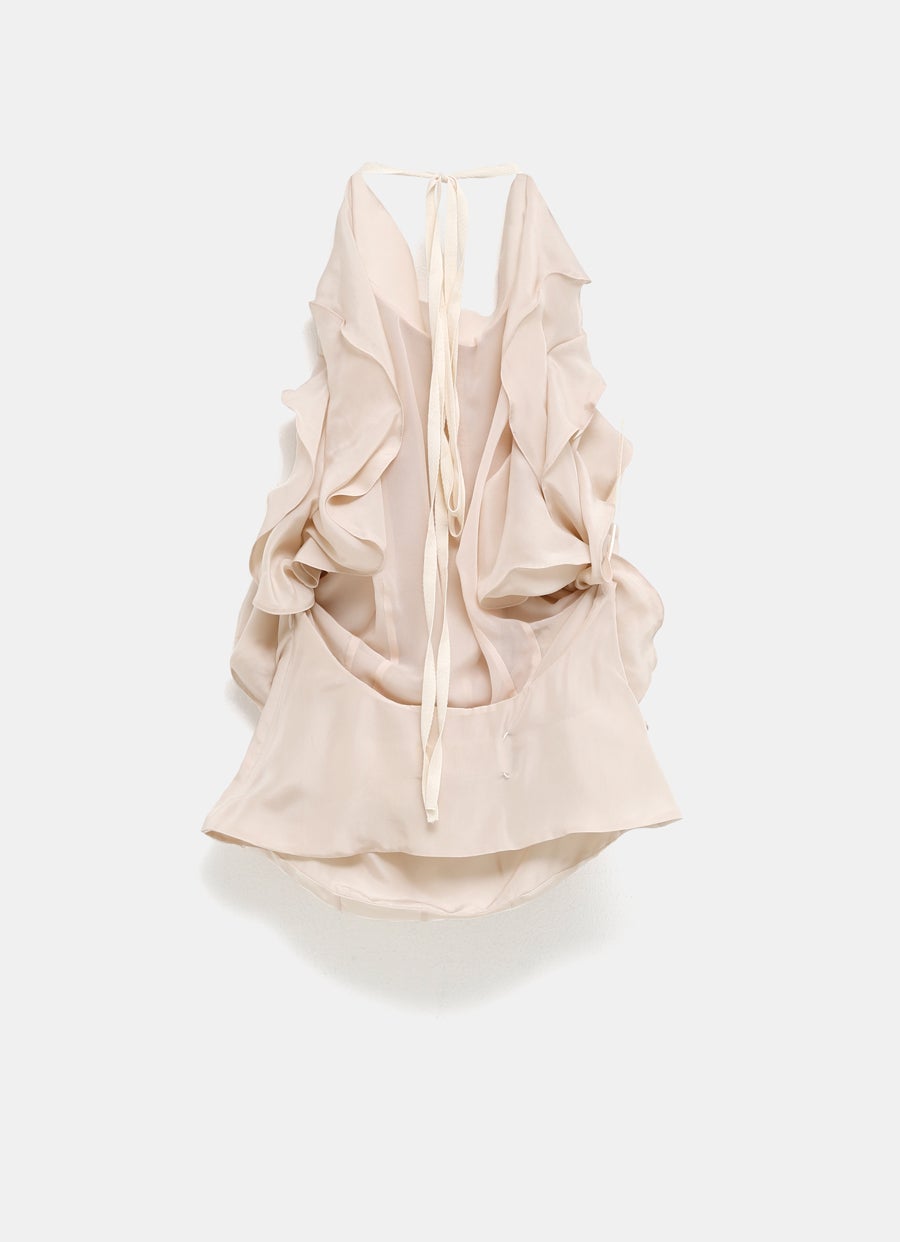 Top halter con volantes