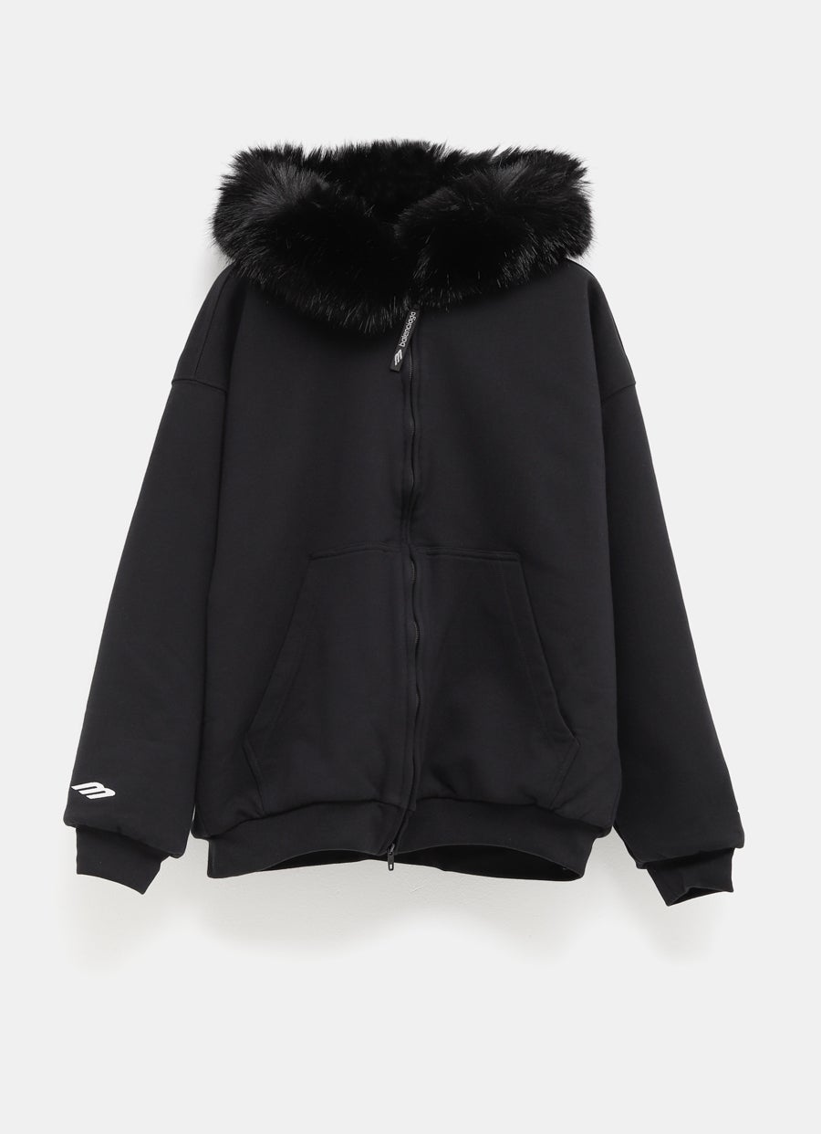 Hoodie con efecto pelo y cremallera para mujer