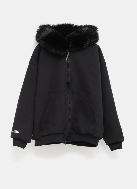 Hoodie con efecto pelo y cremallera para mujer