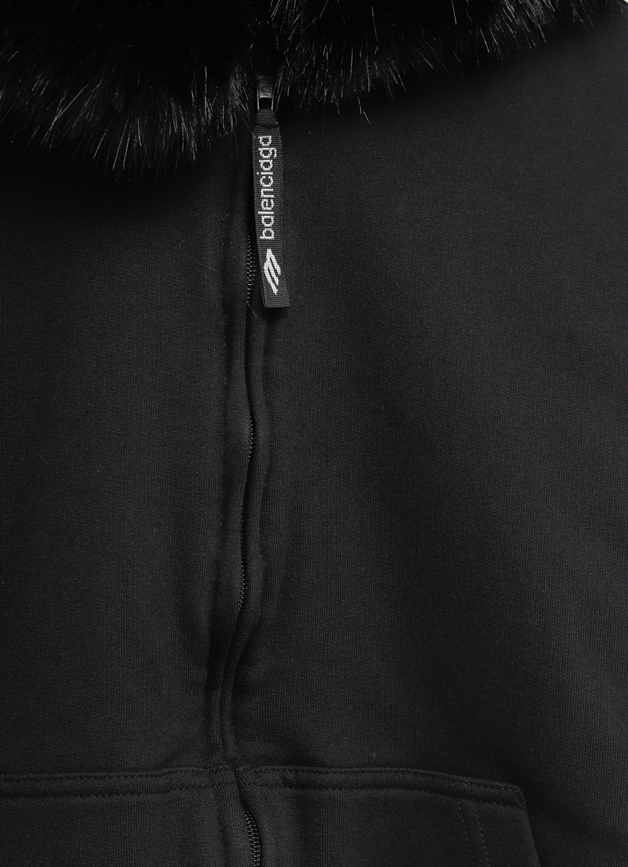 Hoodie con efecto pelo y cremallera para mujer