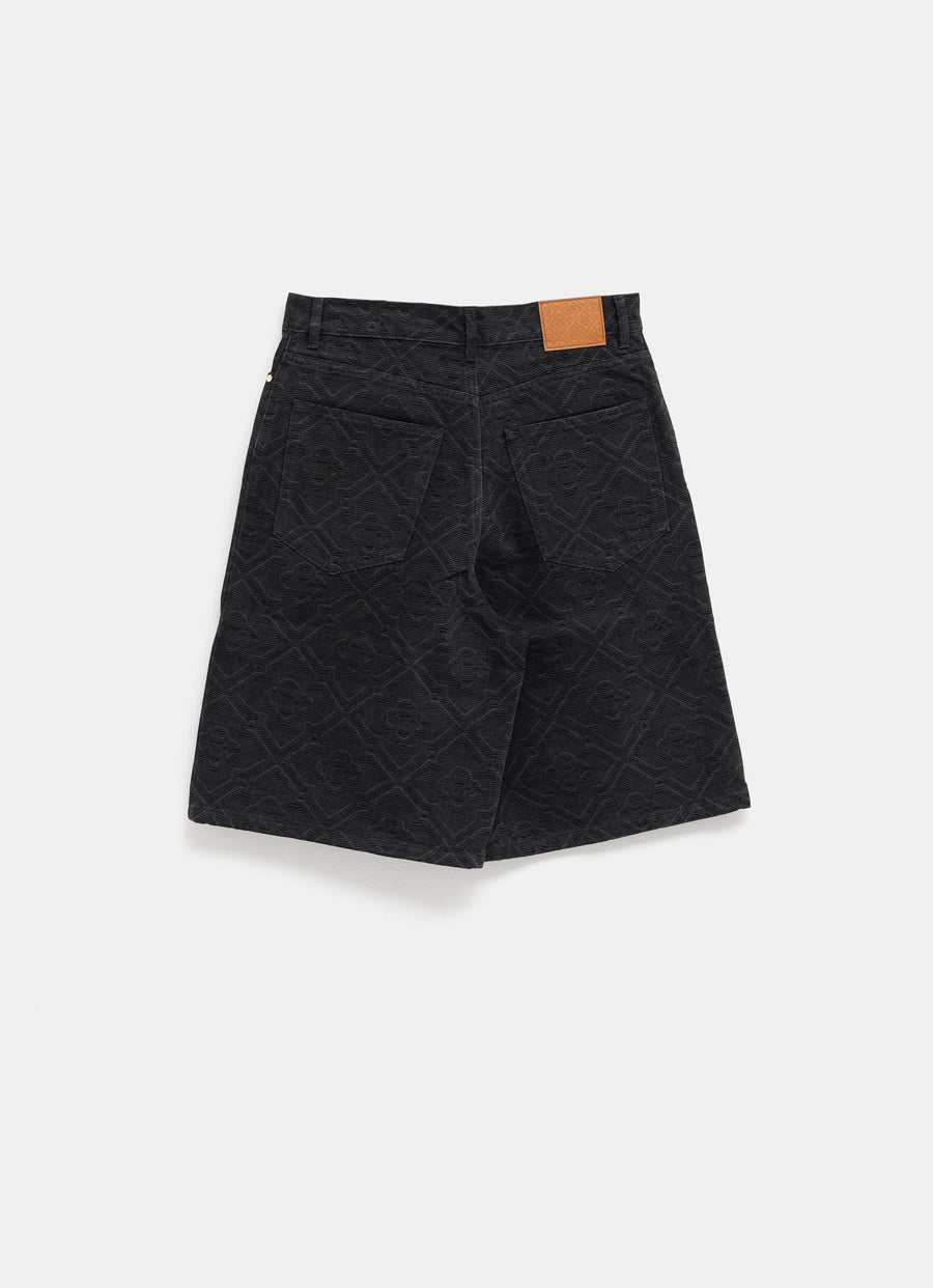 Pantalón corto denim con monograma a láser