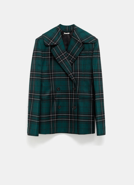 Chaqueta entallada a cuadros para mujer