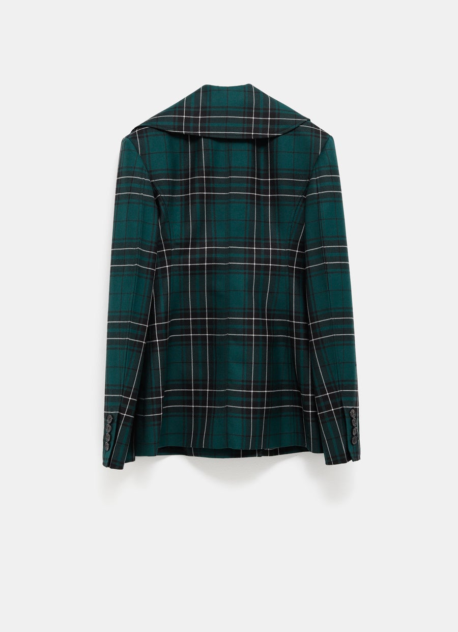 Chaqueta entallada a cuadros para mujer