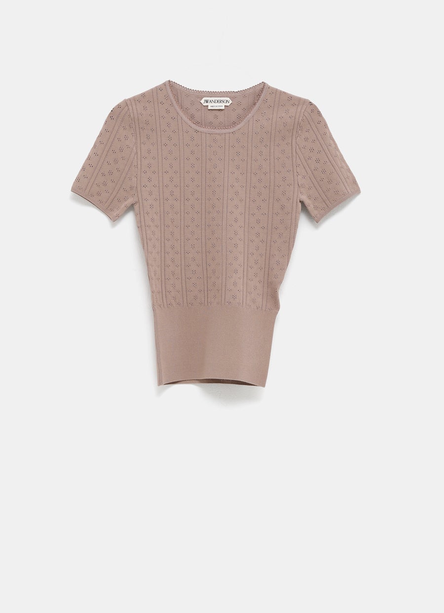 Camiseta de punto calado para mujer