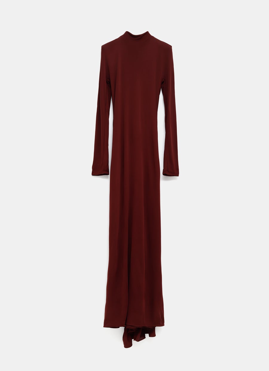 Vestido drapeado de manga larga