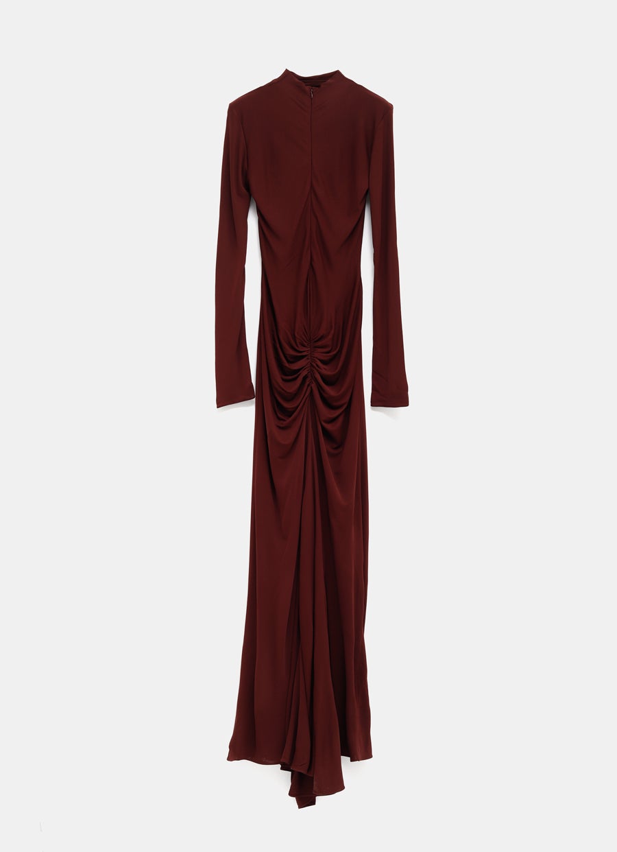 Vestido drapeado de manga larga