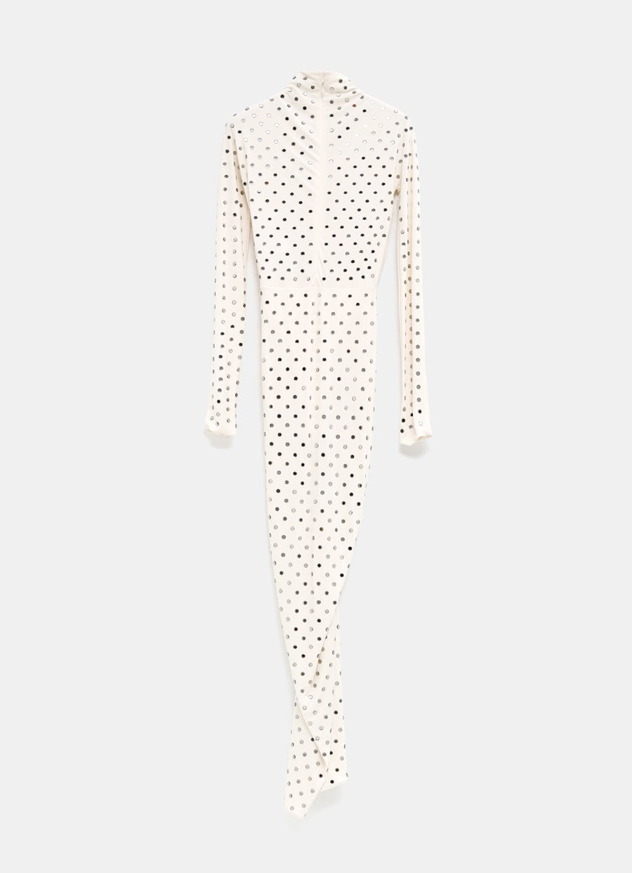 Vestido de manga larga con strass