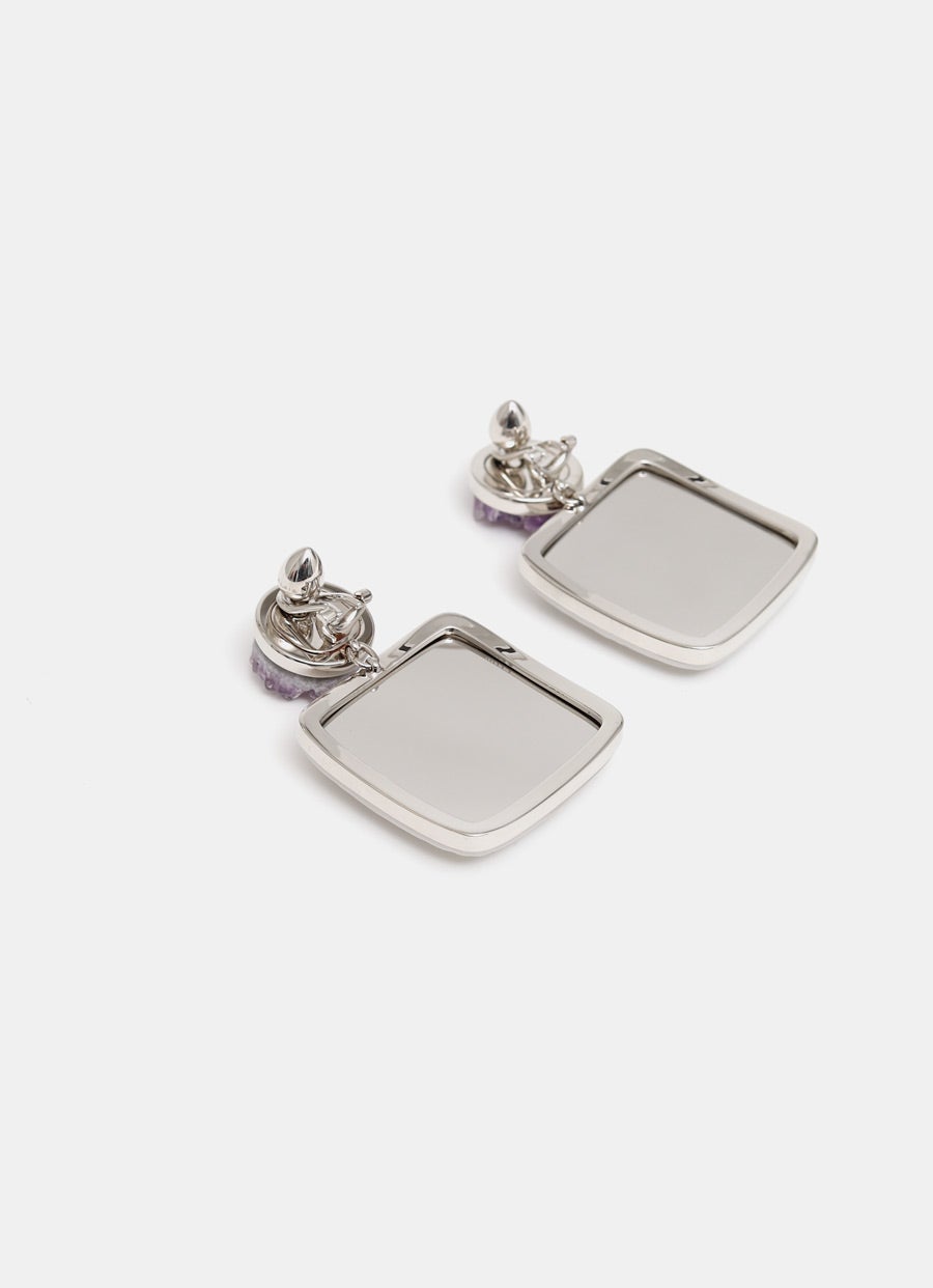 Pendientes colgantes de amatista y plexiglás