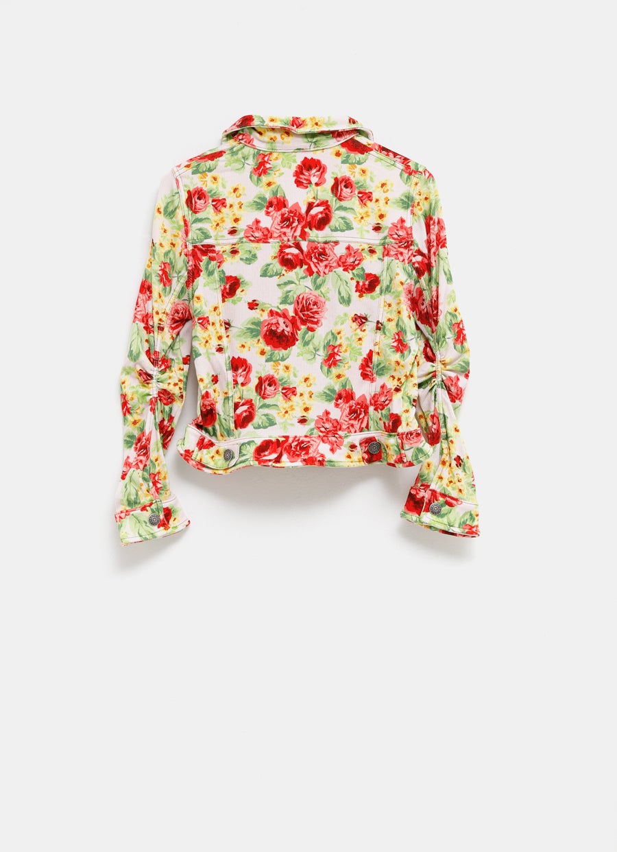 Chaqueta denim estampada para mujer