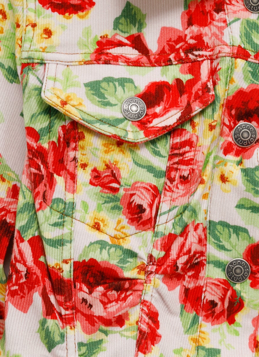 Chaqueta denim estampada para mujer