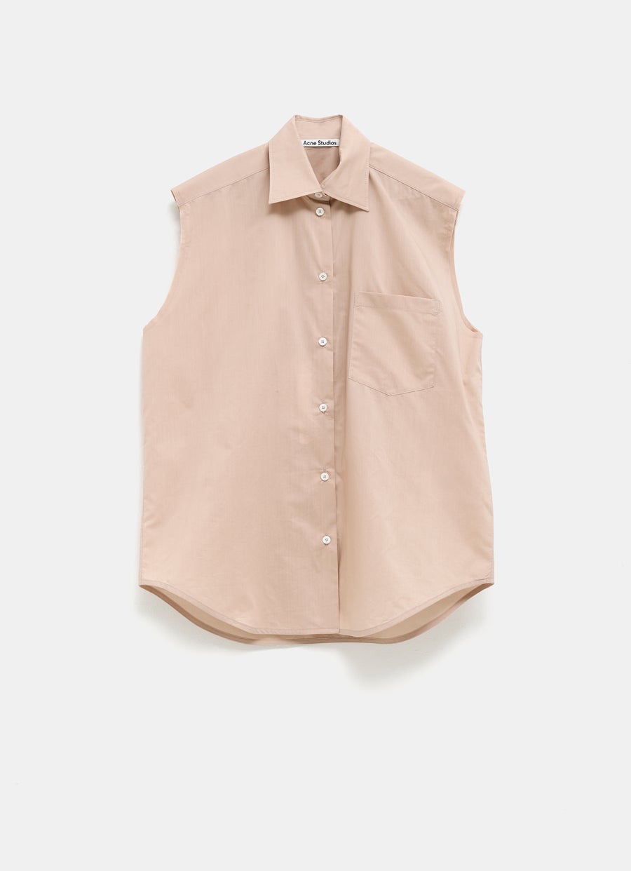 Camisa de seda sin mangas para mujer