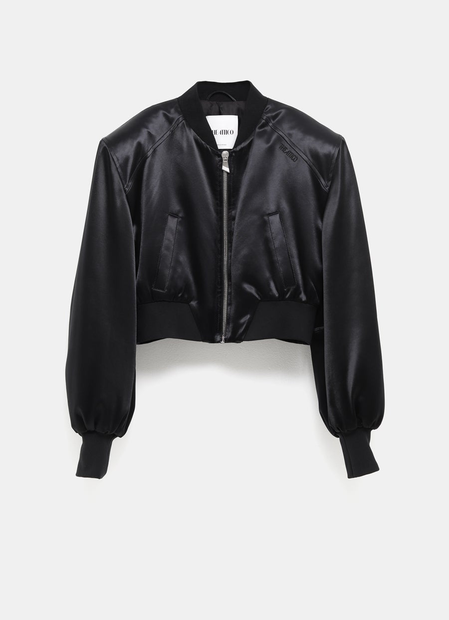 Chaqueta bomber de satén