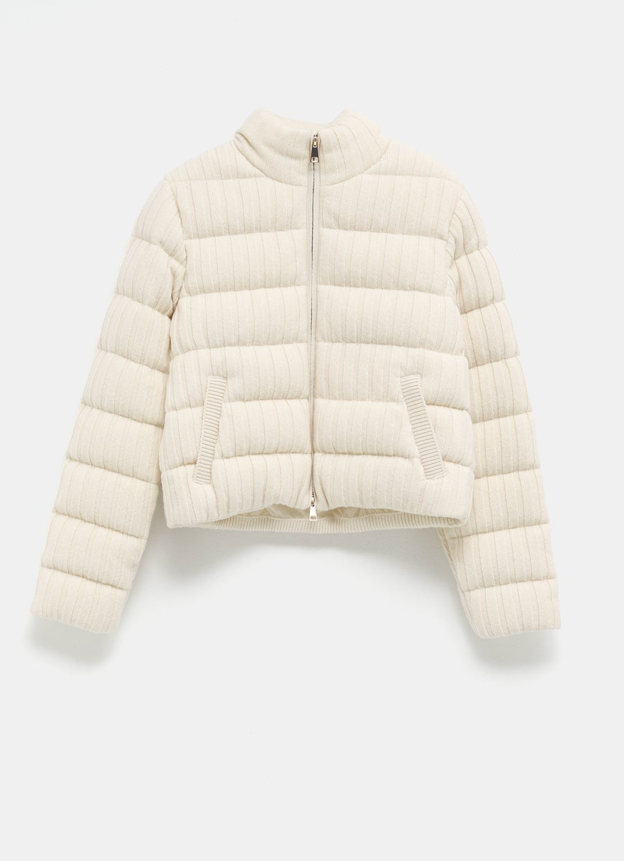 Cárdigan tricot plumífero para mujer