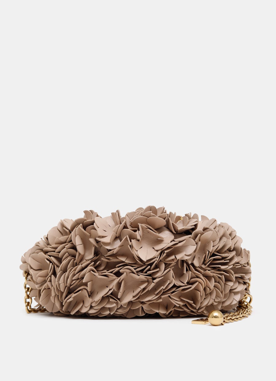 Bolso de hombro Plissé con flores y cadena
