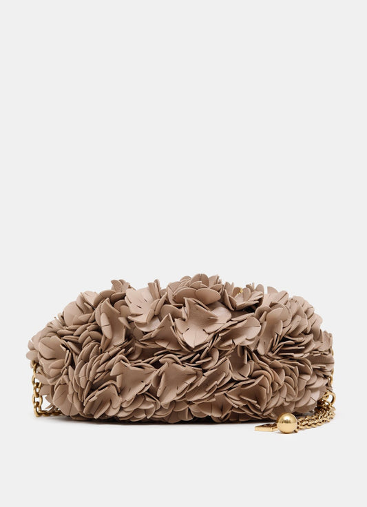 Bolso de hombro Plissé con flores y cadena