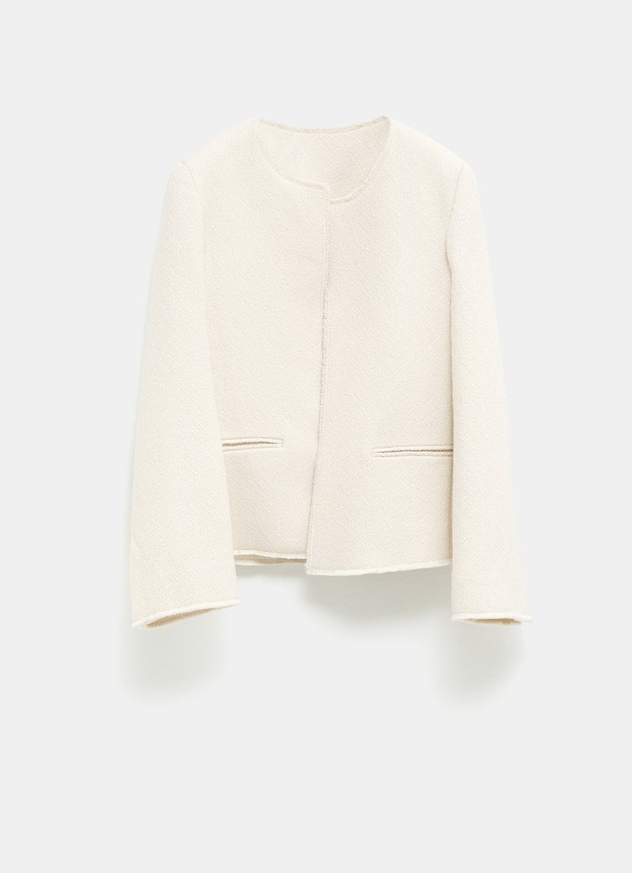 Blazer de rizo sin solapas