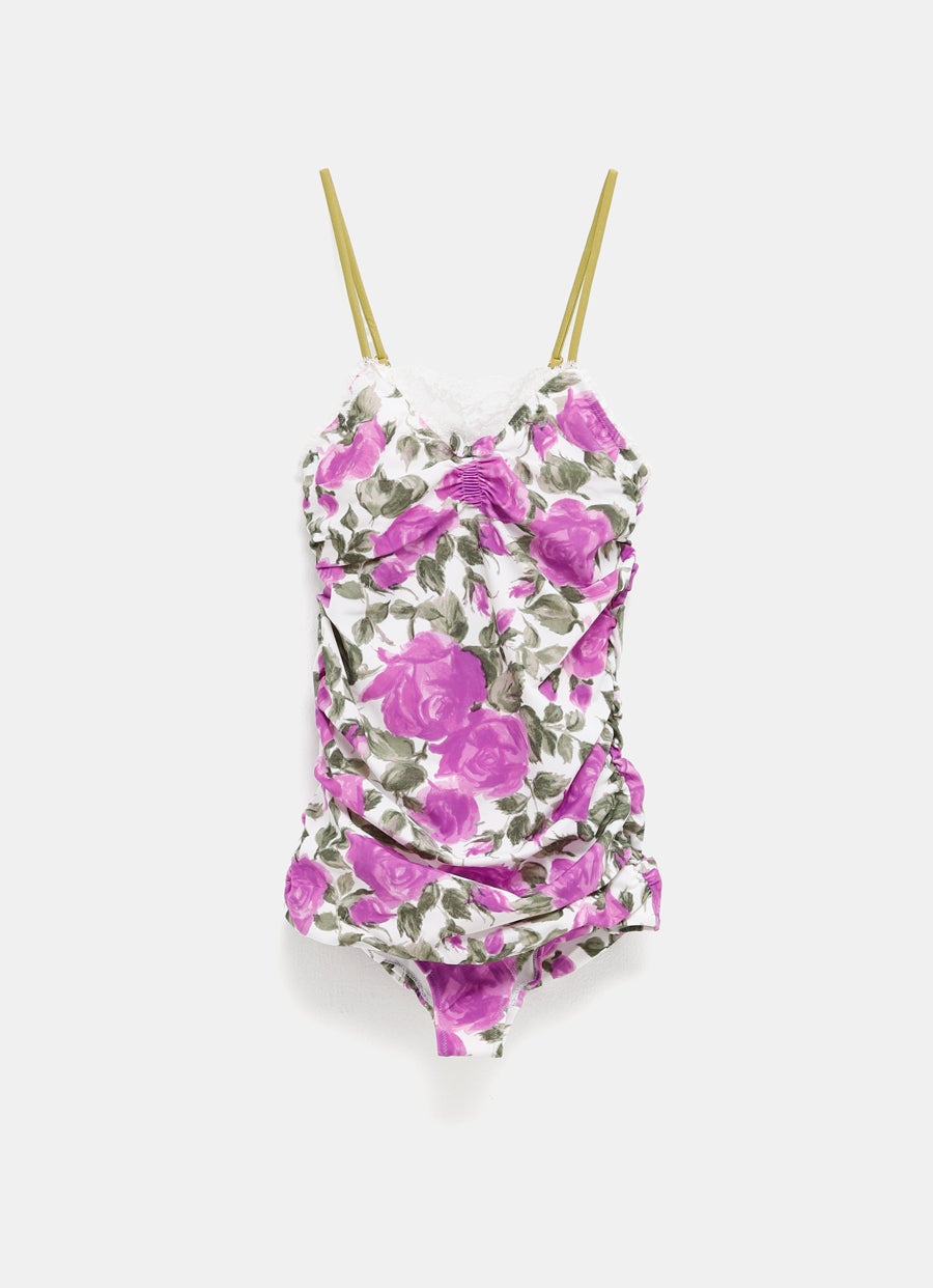 Body con estampado floral y fruncido