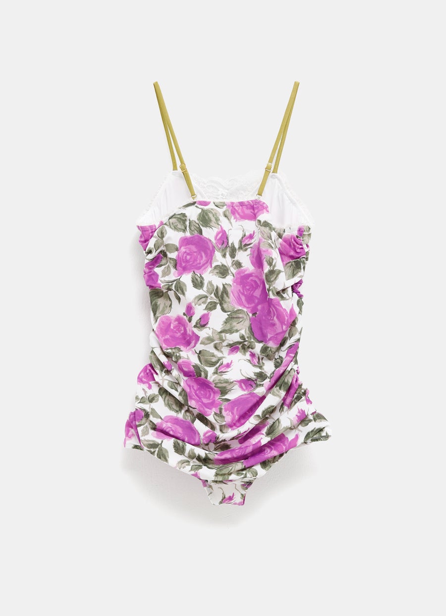 Body con estampado floral y fruncido