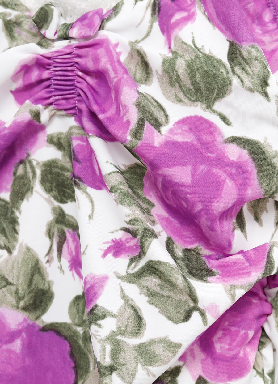 Body con estampado floral y fruncido