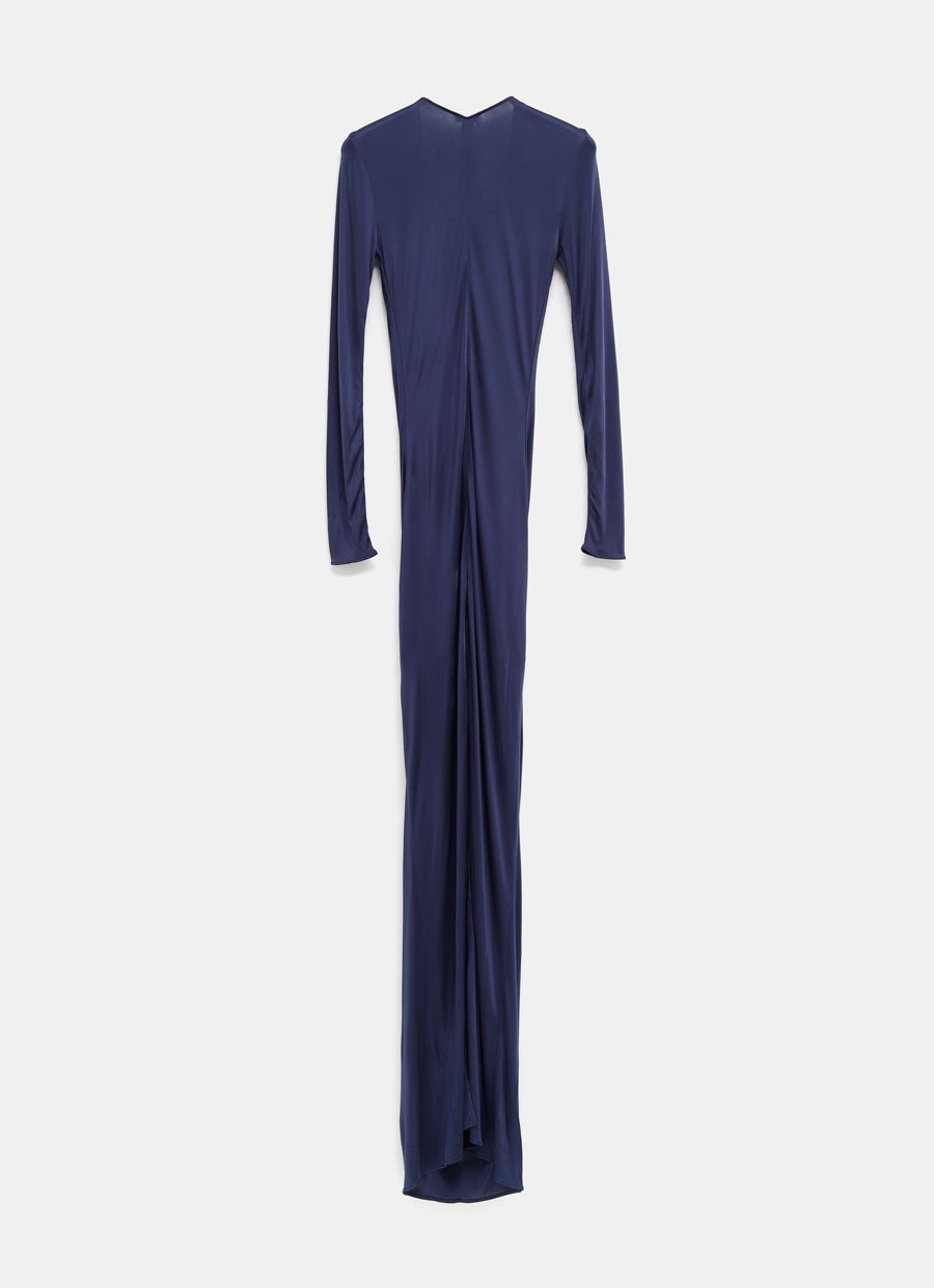 Vestido largo con escote drapeado
