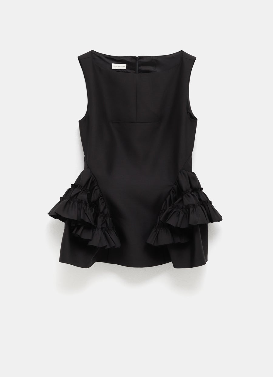 Top sin mangas con volantes