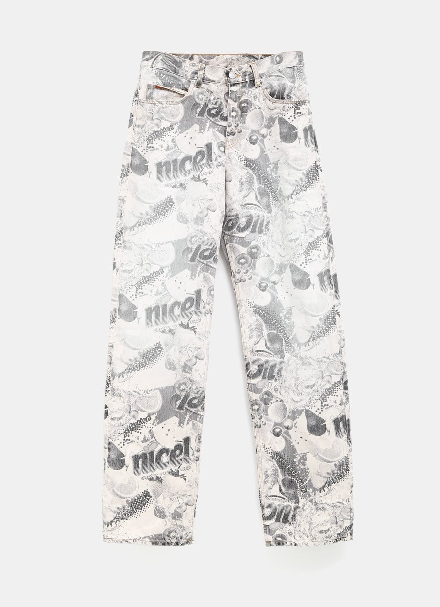 Pantalón vaquero con estampado integral