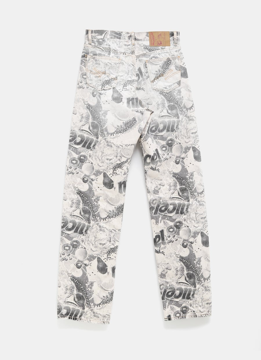 Pantalón vaquero con estampado integral