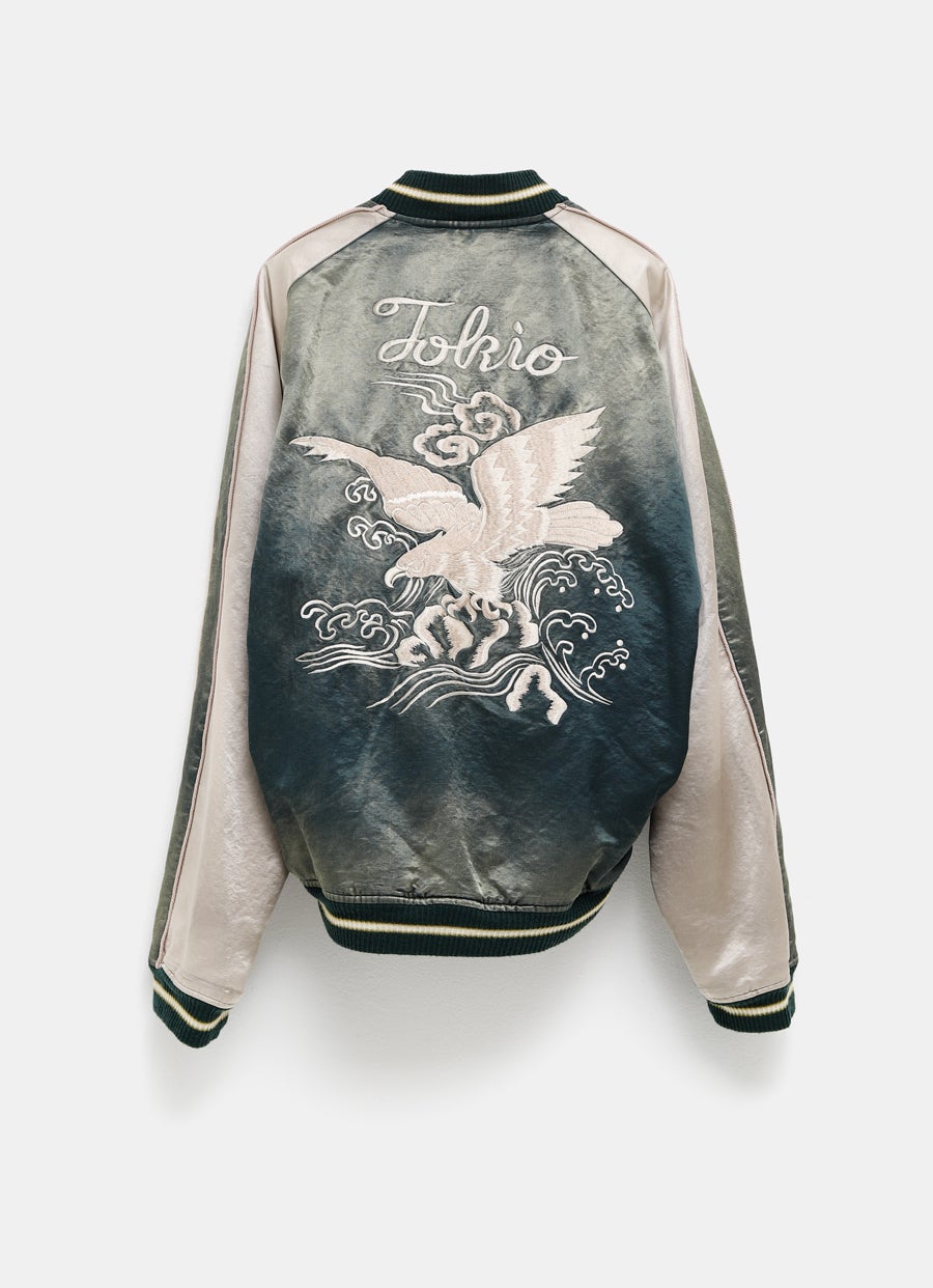 Chaqueta de raso con efecto descolorido