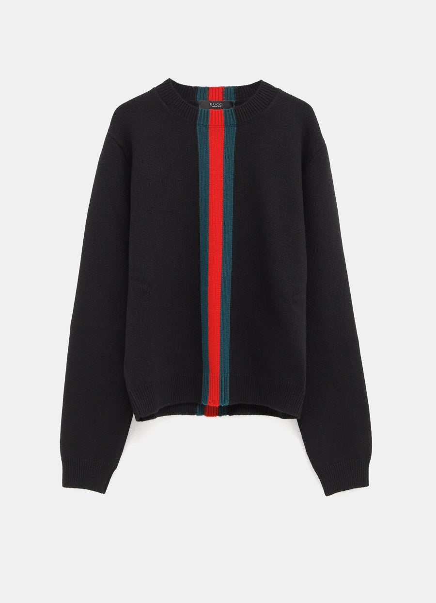 Jersey de lana con tribanda Web para hombre