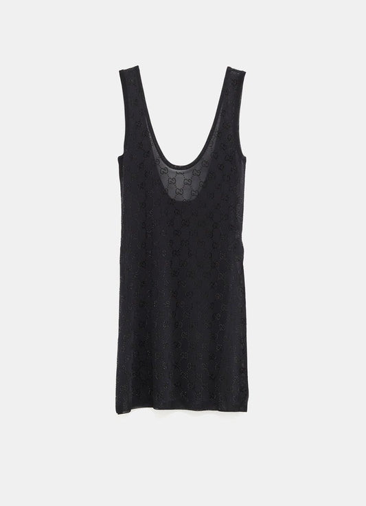 Vestido con GG bordado de cristales