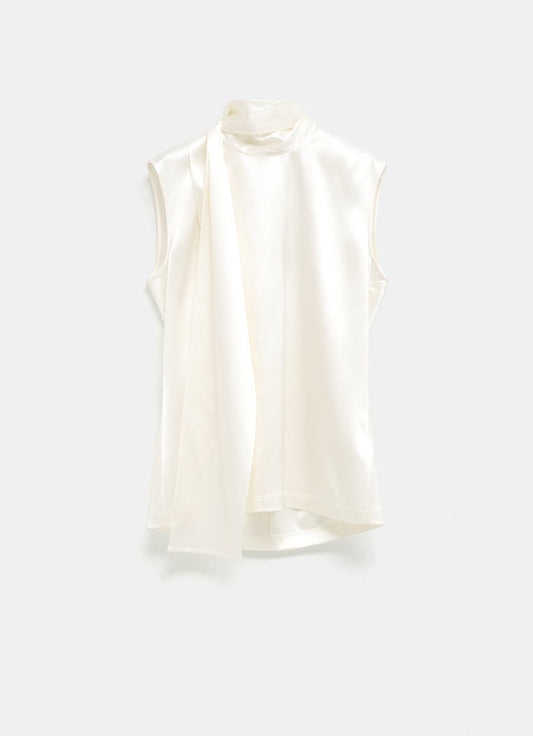 Top de satén de seda elástico