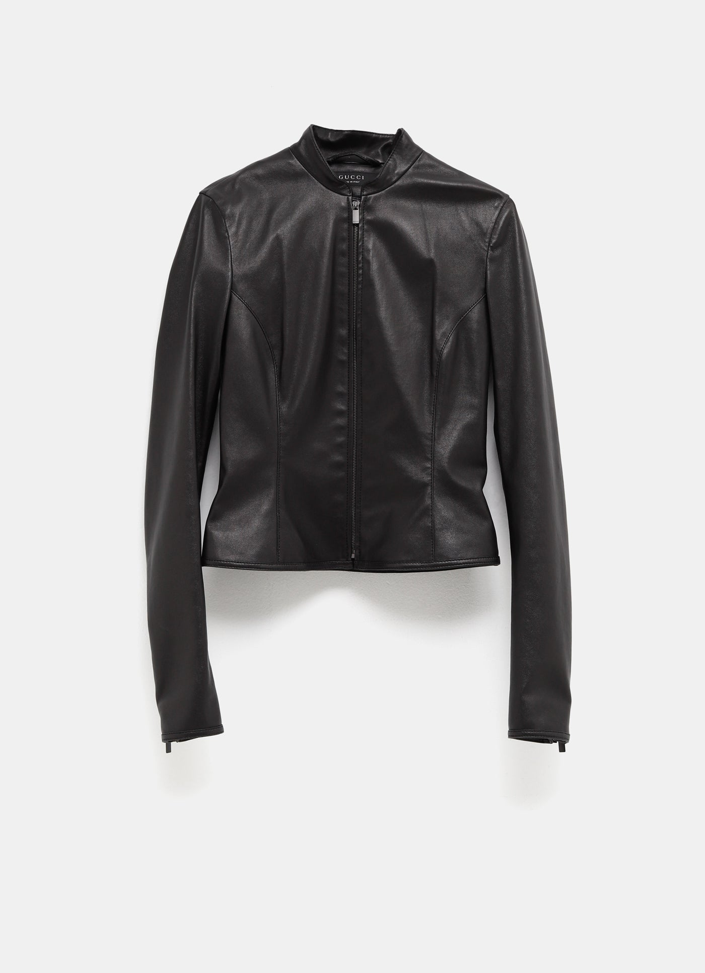 Chaqueta de piel con cremallera para mujer