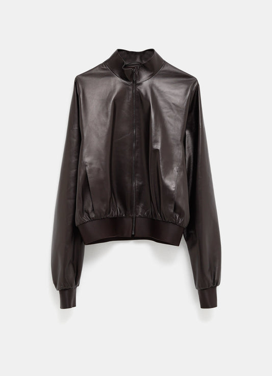Chaqueta bomber de piel para mujer