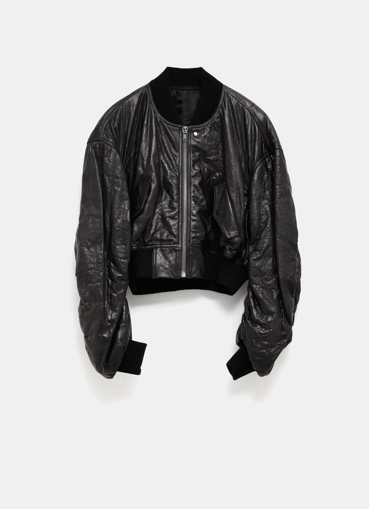 Chaqueta bomber acolchada de piel