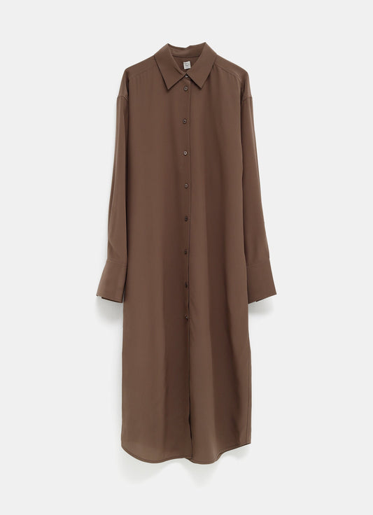 Vestido camisero de seda