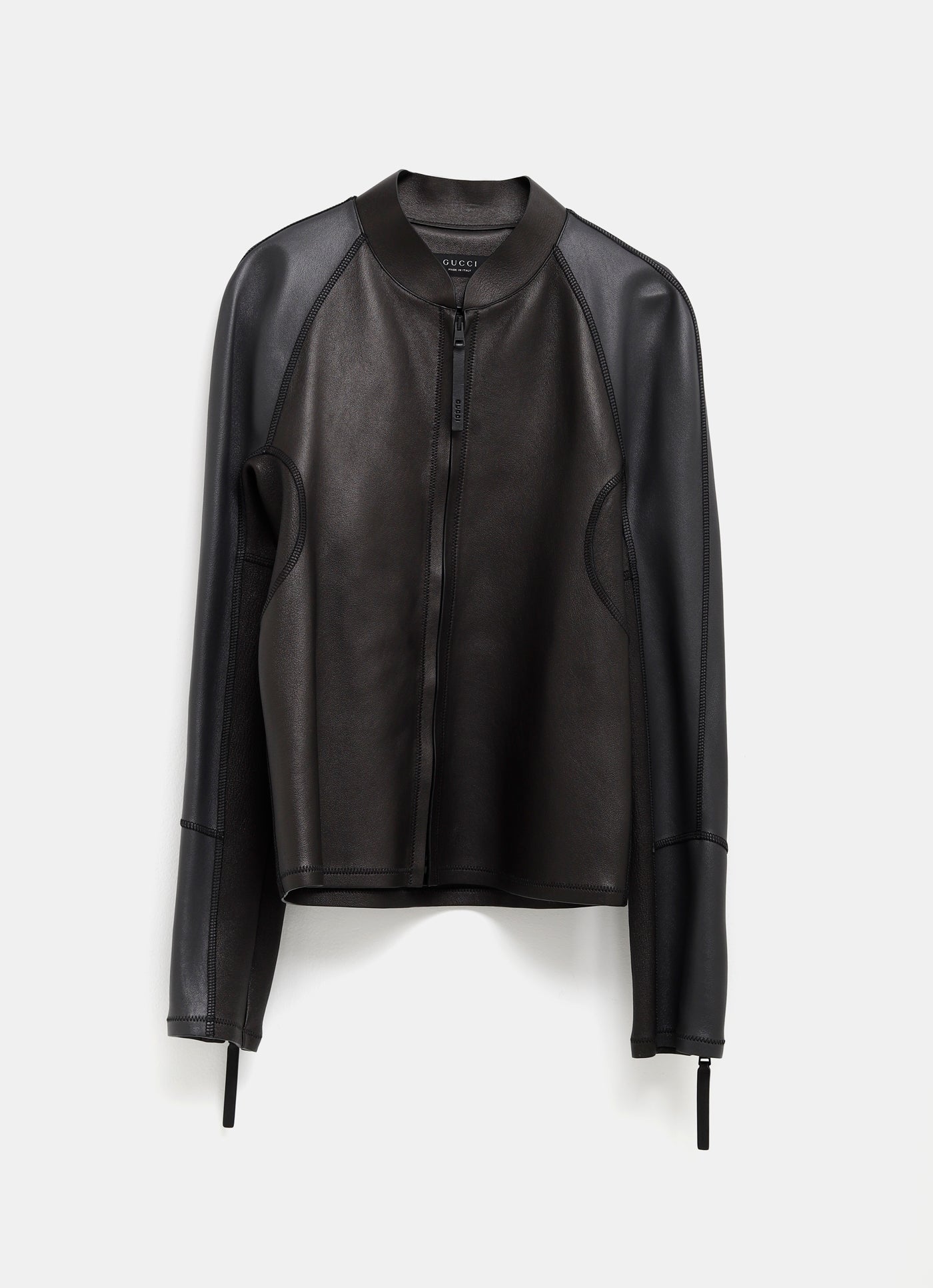 Chaqueta de piel con cremallera para hombre
