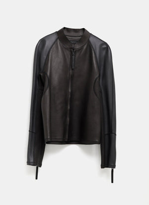 Chaqueta de piel con cremallera para hombre