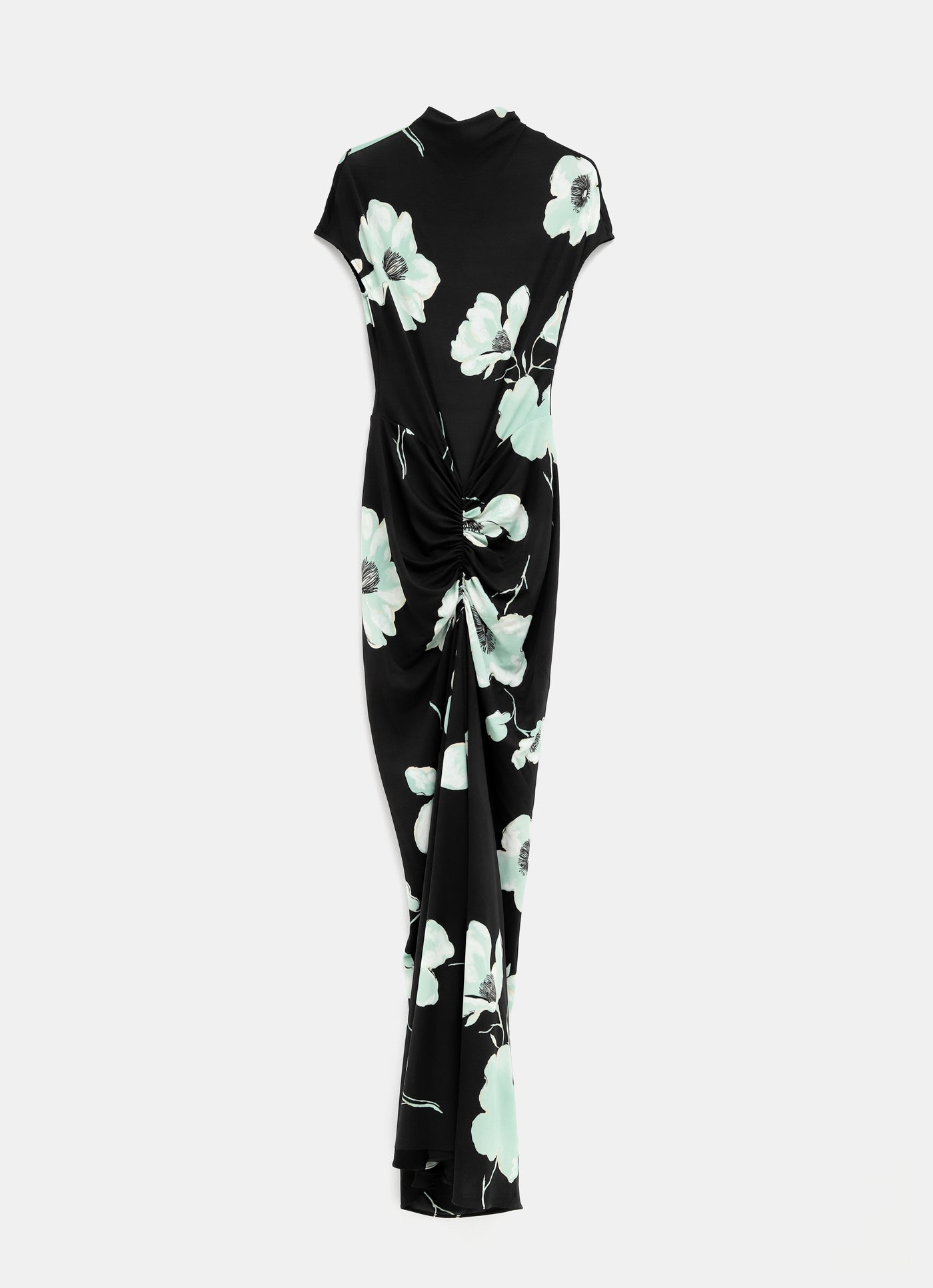 Vestido drapeado con estampado floral